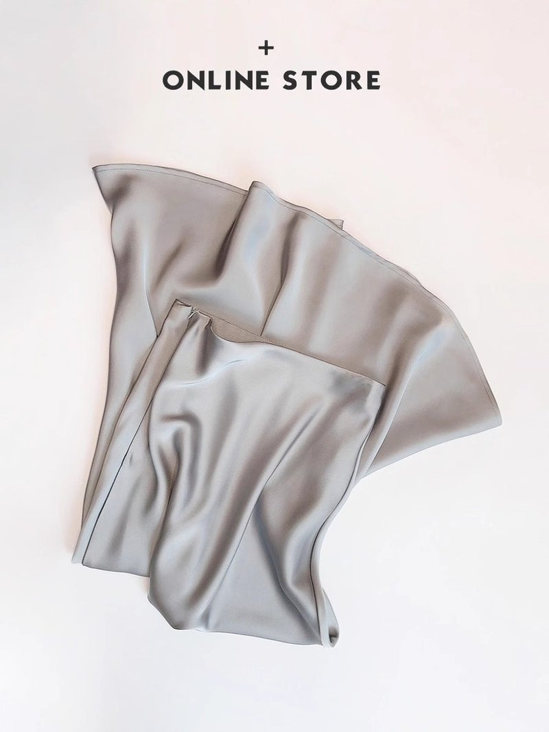High-Waist Midi Satin Acetate Fishtail Skirt - Image 2