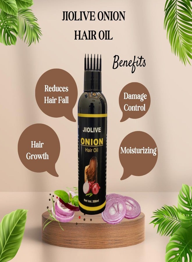 JIOLIVE Onion Hair Oil - Hair Growth Booster & Hair Fall Control | Anti-Dandruff Nourishing Oil with Applicator for Men & Women - 200ml - Image 3