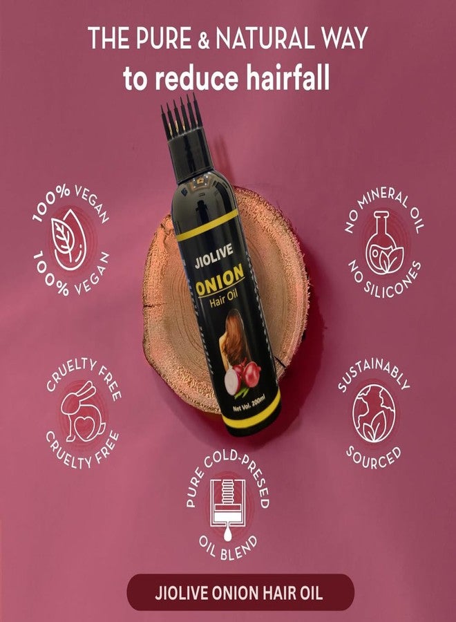 JIOLIVE Onion Hair Oil - Hair Growth Booster & Hair Fall Control | Anti-Dandruff Nourishing Oil with Applicator for Men & Women - 200ml - Image 4