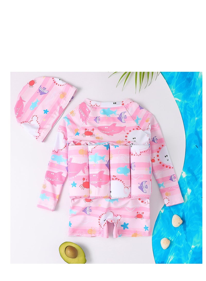 Y&D Kids Baby One-Piece Floatation Swimsuit Float Suit with Adjustable Buoyancy Bathing Cartoon Short Sleeve Swimwear Jumpsuit  - Image 1