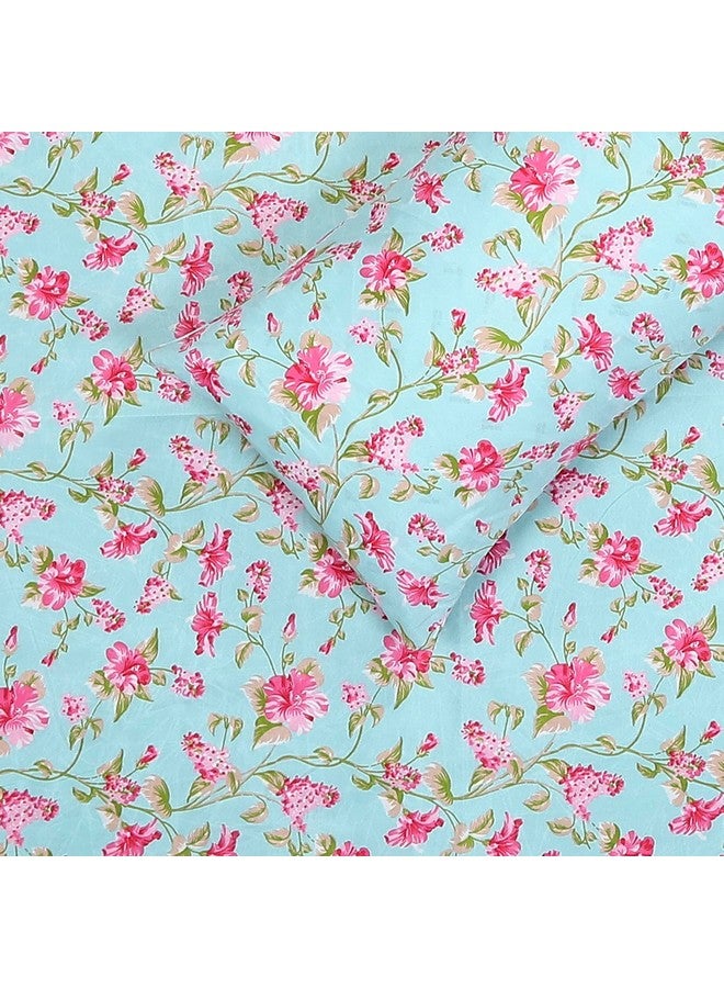 Status Contract Cotton Rich Double Bedsheet with 2 Pillow Covers for Bed Room, Home, Hotel-120 GSM (Green Pink) - Image 4