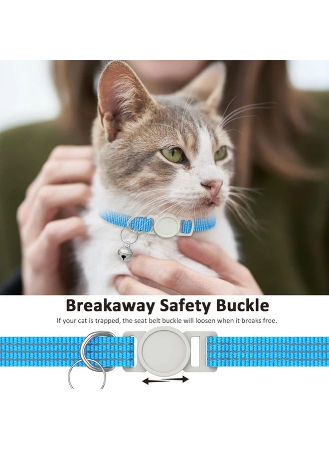 Red Reflective Striped Cat Dog Collar Adjustable Breathable Night Safety Bell - Image 5