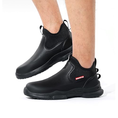 ORISTACO Non Slip Kitchen Chef Shoes Waterproof Lightweight Nursing Garden Food Service Leather Work Clogs, 926 Black 37 - Image 2