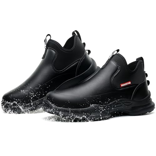 ORISTACO Non Slip Kitchen Chef Shoes Waterproof Lightweight Nursing Garden Food Service Leather Work Clogs, 926 Black 37 - Image 1
