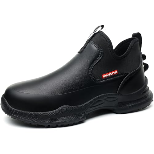 ORISTACO Non Slip Kitchen Chef Shoes Waterproof Lightweight Nursing Garden Food Service Leather Work Clogs, 926 Black 37 - Image 3