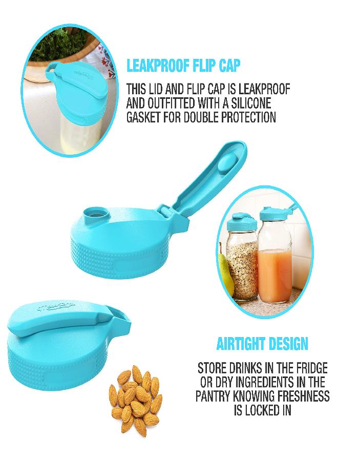 Masontops Multi Top - 2 Pack - Wide Mouth Mason Jar Lids with Easy Pour Spout and Flip Cap â€“ Sip, Pour, Store & More - Lid Accessories For Mason Jars - Image 3