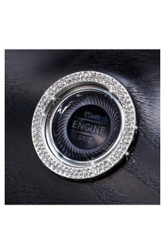 SYOSI Car Supplies One-Key Start Button Decorative Ring, Diamond-Set Crystal Ignition Ring Car Volume Button Decorative Ring, Bling Car Interior Accessory for Women, Silver  - Image 3