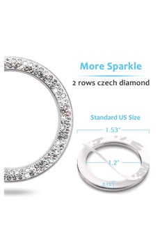 SYOSI Car Supplies One-Key Start Button Decorative Ring, Diamond-Set Crystal Ignition Ring Car Volume Button Decorative Ring, Bling Car Interior Accessory for Women, Silver  - Image 2
