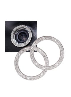 SYOSI Car Supplies One-Key Start Button Decorative Ring, Diamond-Set Crystal Ignition Ring Car Volume Button Decorative Ring, Bling Car Interior Accessory for Women, Silver  - Image 1