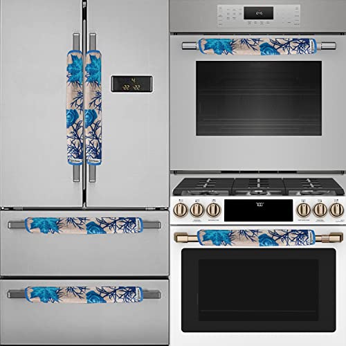 E-Retailer® Exclusive 3-Layered Polyester Combo Set of Appliances Cover (1 Pc. Fridge Top Cover, 2 Pc. Handle Cover, 1 Pc. of Microwave Oven Top Cover and 1 Pc. Front Load Washing Machine Cover) (Blue, Design-Floral, Set Contains-3 Pcs.) - Image 3