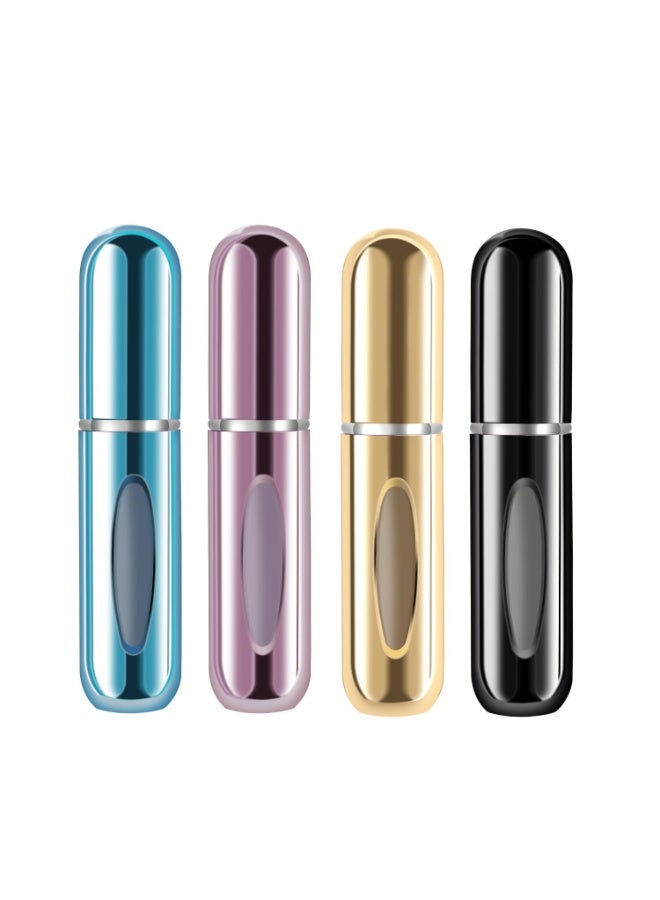 Portable Perfume Atomizer Spray Bottles, 5ml, Set of 4, Metallic Multi-Colour - Image 1