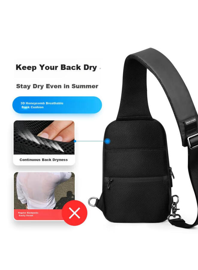 Mark Ryden Men's Shoulder Bag, Large Capacity Chest Bag With Password Lock, Anti-theft Sports Backpack Mr7039 Elegant Black - Image 3
