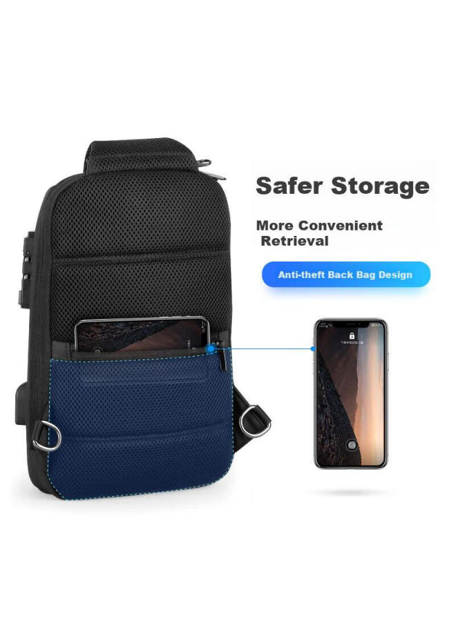 Mark Ryden Men's Shoulder Bag, Large Capacity Chest Bag With Password Lock, Anti-theft Sports Backpack Mr7039 Elegant Black - Image 2