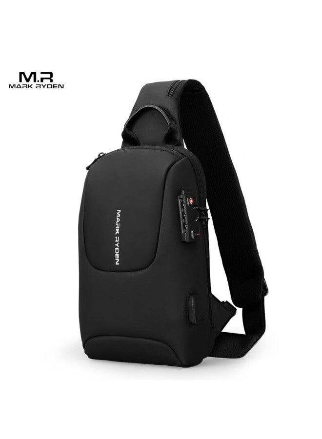 Mark Ryden Men's Shoulder Bag, Large Capacity Chest Bag With Password Lock, Anti-theft Sports Backpack Mr7039 Elegant Black - Image 4