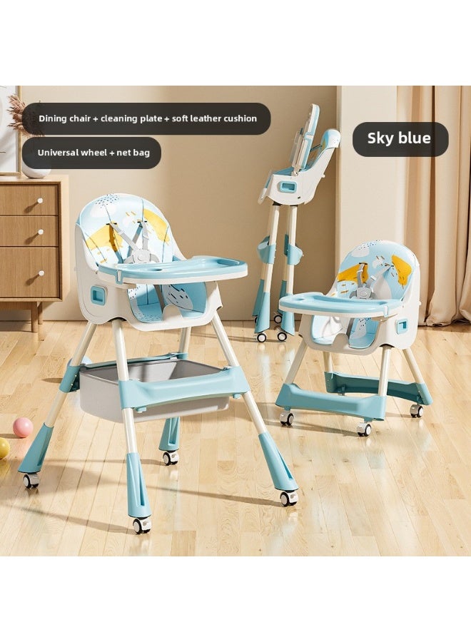 ORiTi كرسي طعام للأطفال متعدد الوظائف وقابل للتعديل - أزرق فاتح - Image 1