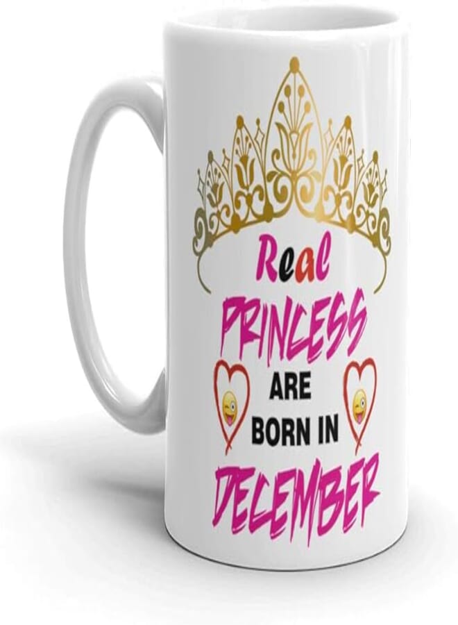 NRSON® White Printed Ceramic Coffee Mug for Real Princess are Born in December(Mug 330 ml)