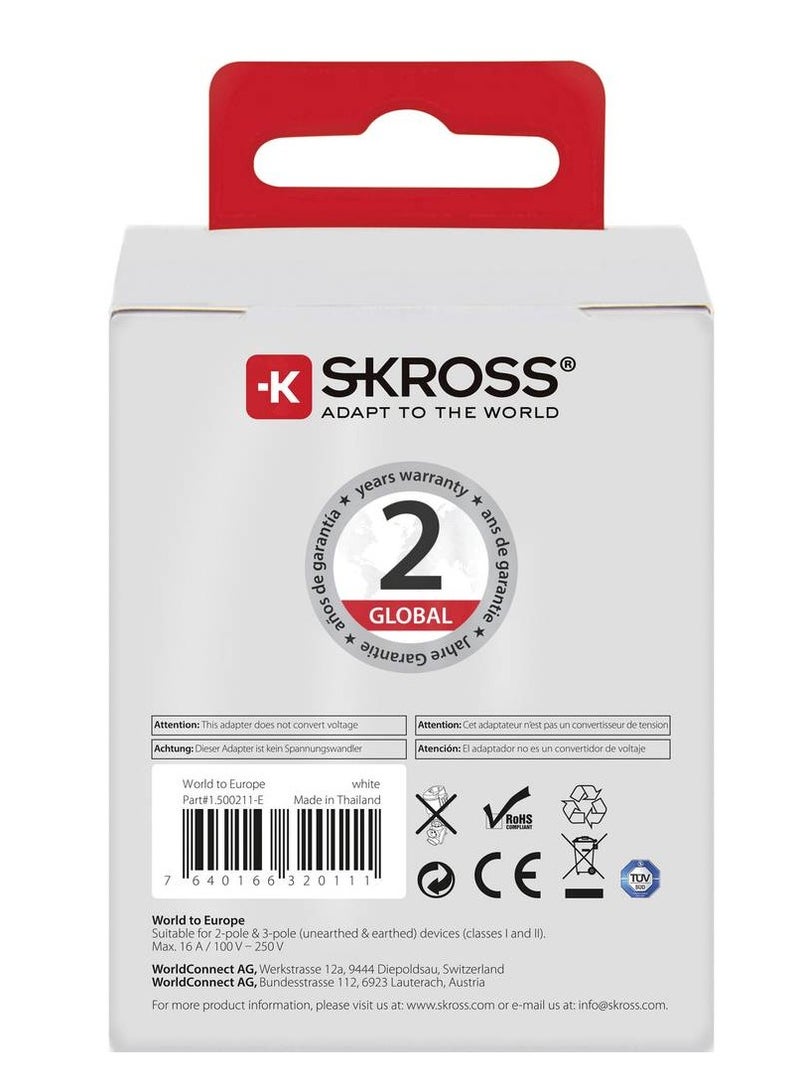 Skross 1.500211-E Travel adapter CA W to EU
