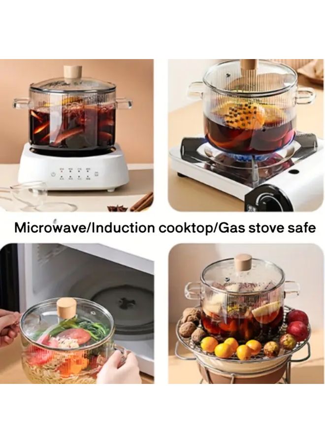 High Borosilicate Glass Stew Pot Line Style Large Capacity For Cooking Soup Ramen - Image 5