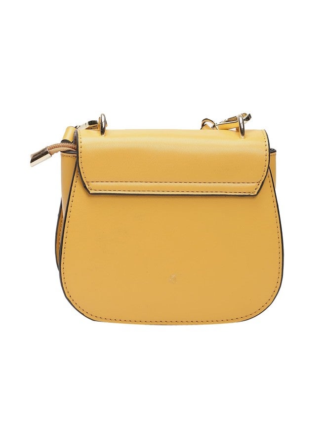 Label RITU KUMAR Mustard Structured Sling Bag - Image 3
