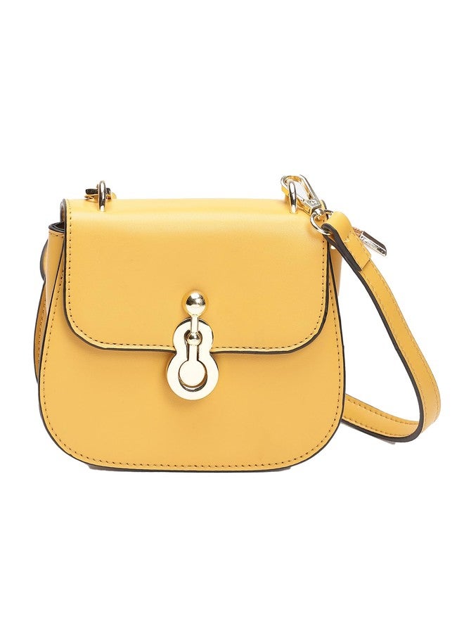 Label RITU KUMAR Mustard Structured Sling Bag - Image 1