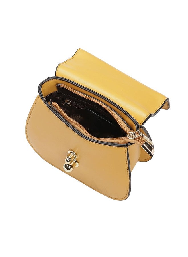 Label RITU KUMAR Mustard Structured Sling Bag - Image 4