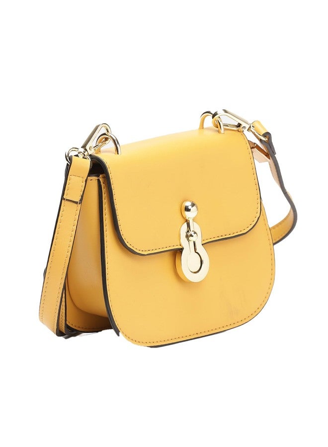 Label RITU KUMAR Mustard Structured Sling Bag - Image 2
