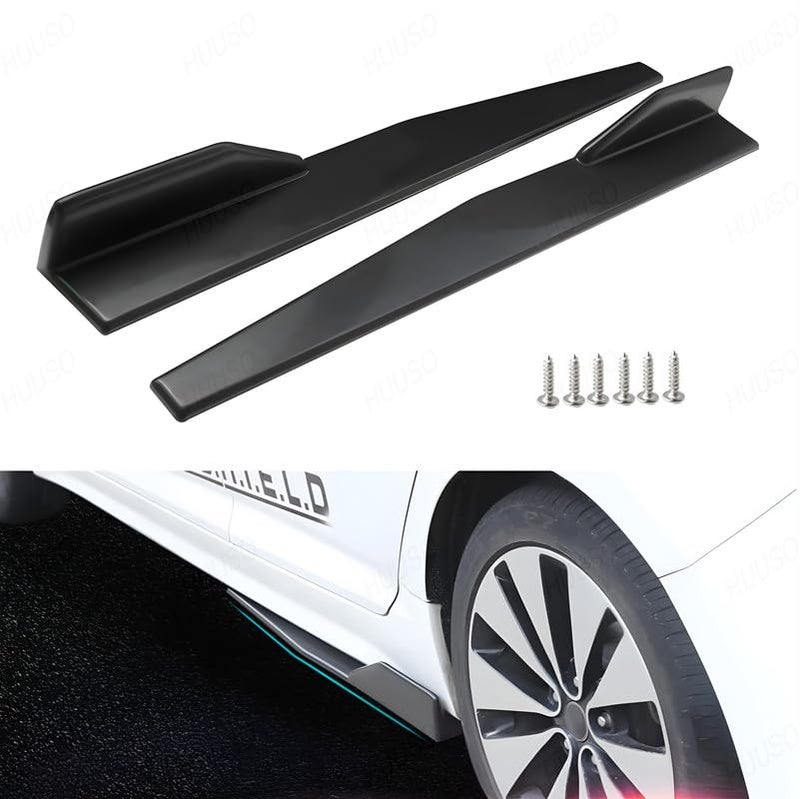 HUUSO Car Body Styling Rear Side Skirt 75cm Rocker Splitters Diffuser Winglet Left & Right, Fashionable ABS Black Glossy Appearance Compatible with Hyundai Verna (2023) - Image 1