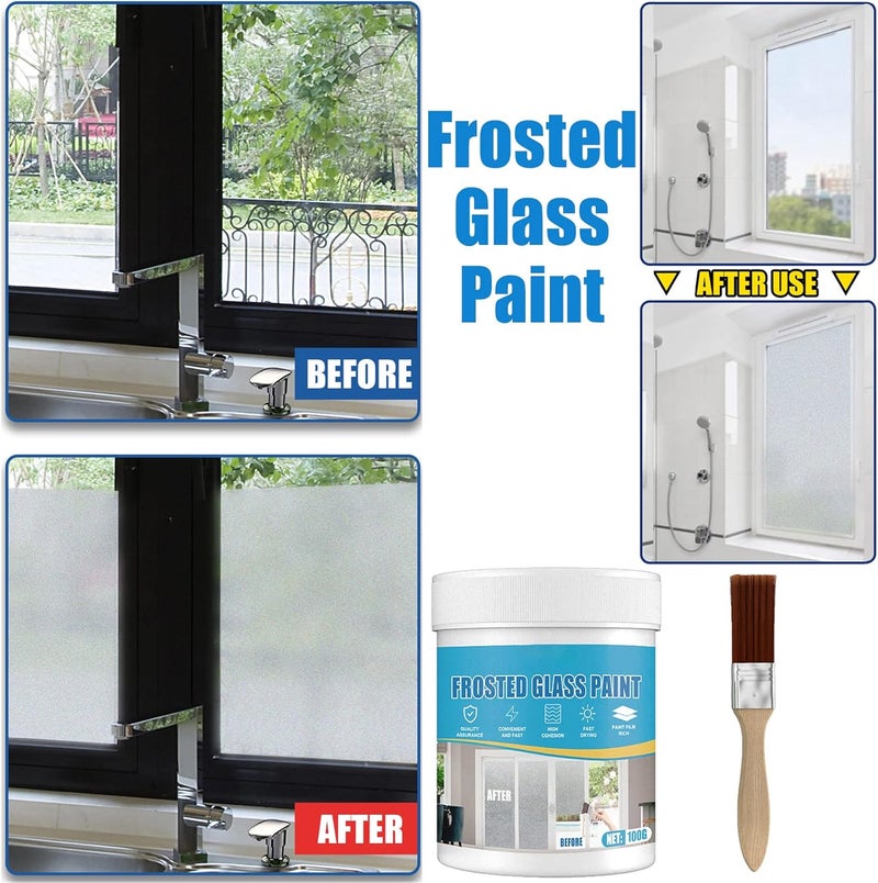 klarako Frosted Glass Spray Paint, Door and Window Shading Frosted Glass Paint, Window Frost Spray, Waterproof & UV Resistant Matte Hazy Frost (1PCS + 1Pcs Brush) - Image 3