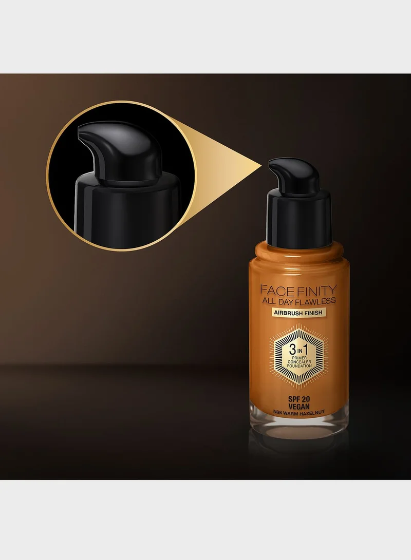 Max Factor Max Factor Facefinity All Day Flawless 3 in 1 Foundation – 98 – Warm Hazelnut, 30ml