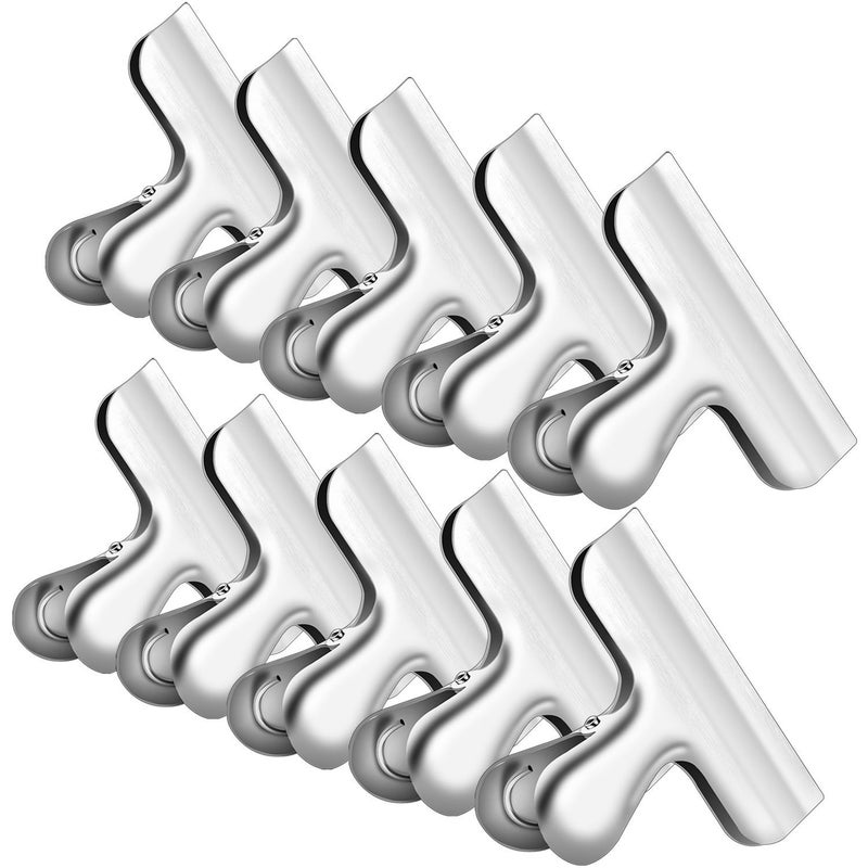 IPOW 10PCS Wide Metal Chip Clips 3 Inch, Snack Food Bag Sealing Clips, Stainless Steel Paper Clamps Heavy Duty for Kitchen Food Packages and Office - Image 1