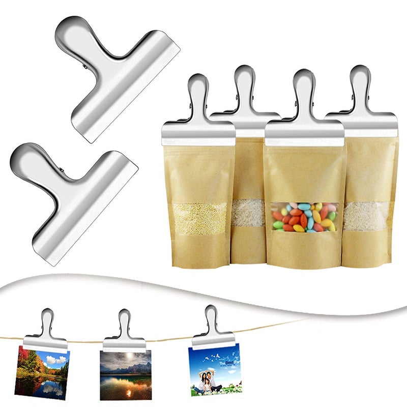 IPOW 10PCS Wide Metal Chip Clips 3 Inch, Snack Food Bag Sealing Clips, Stainless Steel Paper Clamps Heavy Duty for Kitchen Food Packages and Office - Image 4