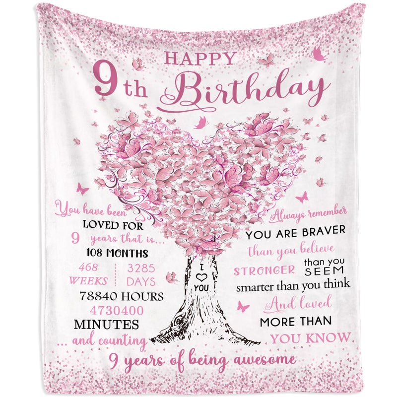 Mubpean Gifts for 9 Year Old Girls Blanket 60""x50""  9 Year Old Girl Gifts  Birthday Gifts for 9 Year Old Girl 9 Year Old Girl Birthday Gift Ideas 9th Birthday Gifts for Girls Best Party Gift for Age 9 - Image 1