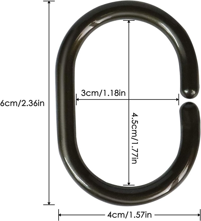 Qulable 24 pcs Shower Curtain Rings Plastic Curtain C Rings Hook Hanger Bath Drape Loop Clip Glide Bathroom Shower Window Rod (Bronze) - Image 2