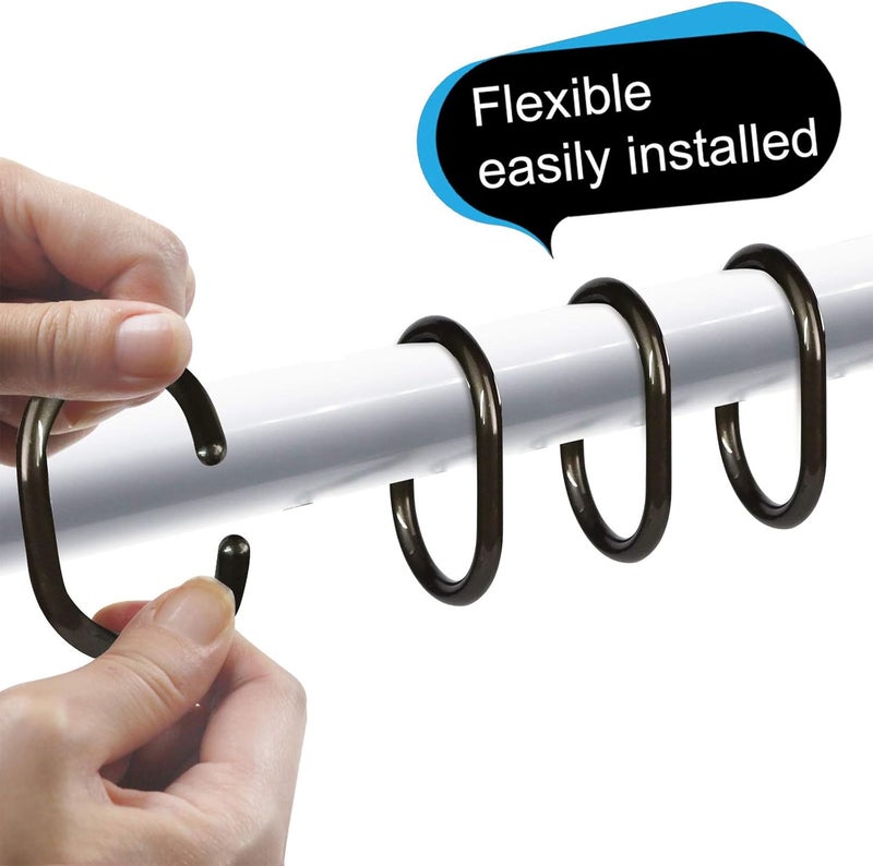 Qulable 24 pcs Shower Curtain Rings Plastic Curtain C Rings Hook Hanger Bath Drape Loop Clip Glide Bathroom Shower Window Rod (Bronze) - Image 4