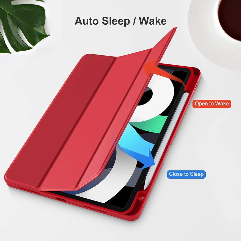 Akkerds Compatible with iPad Air 6th Generation 11 Inch Case M2 2024, for iPad Air 5th/4th Generation Case 2022/2020 10.9 Inch with Pencil Holder[Auto Sleep/Wake], Red - Image 5