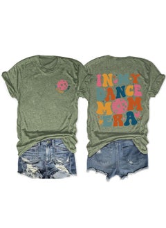 Fashionable Short Sleeve T-shirt For Women In My Dance Mom Era Ball New Style Crew Neck Tee Olive green front chest (color picture)