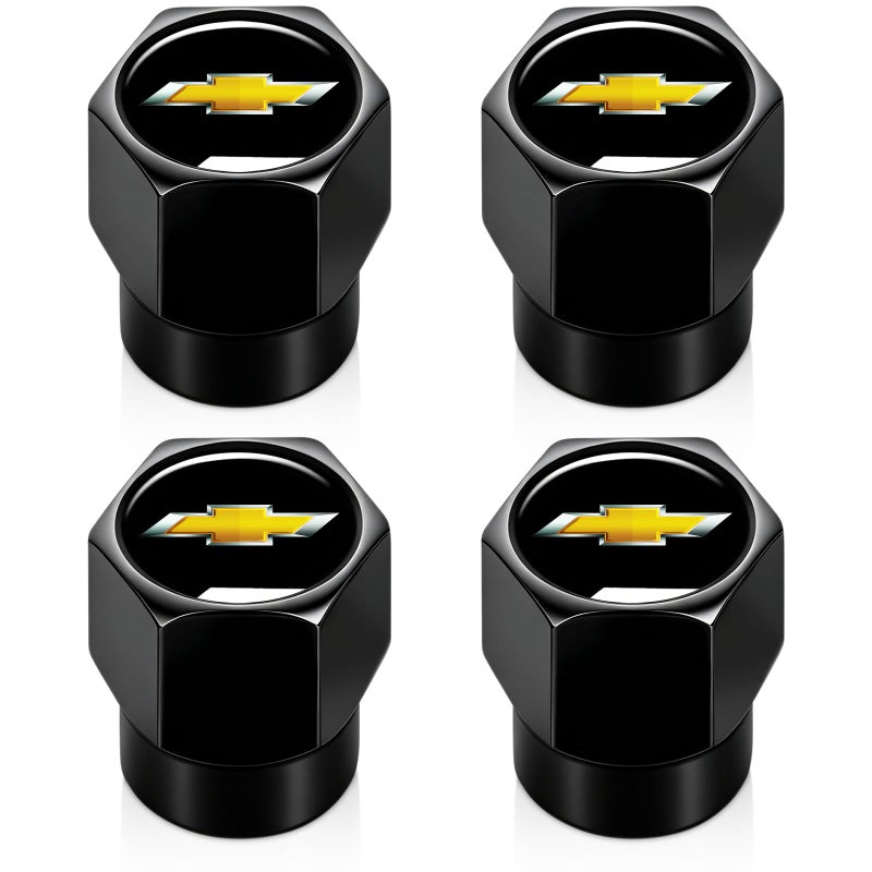 UNIMAT Tire Valve Stem Caps Cover for Chevy Metal Car Wheel Air caps Auto Valve Stem Caps Accessories 4 Pack Black - Image 3