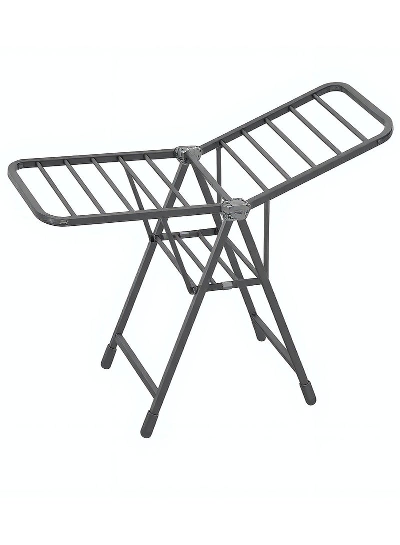 Foldable Clothes Drying Rack with Wheels Heavy Duty Metal Laundry Stand, Large Capacity, Portable & Easy to Move Grey - Image 1