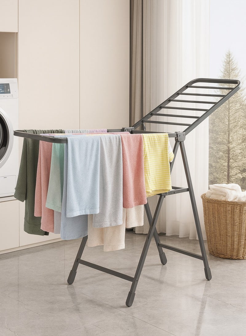 Foldable Clothes Drying Rack with Wheels Heavy Duty Metal Laundry Stand, Large Capacity, Portable & Easy to Move Grey - Image 2
