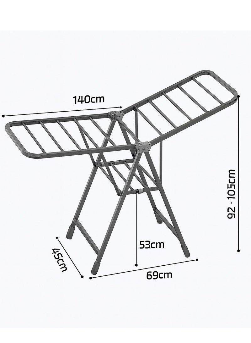 Foldable Clothes Drying Rack with Wheels Heavy Duty Metal Laundry Stand, Large Capacity, Portable & Easy to Move Grey - Image 3