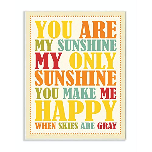 Stupell Industries The Kids Room by Stupell You Re My Sunshine Rainbow Colors Typography Rectangle Wall Plaque, 11 x 0.5 x 15, Proudly Made in USA - Image 1