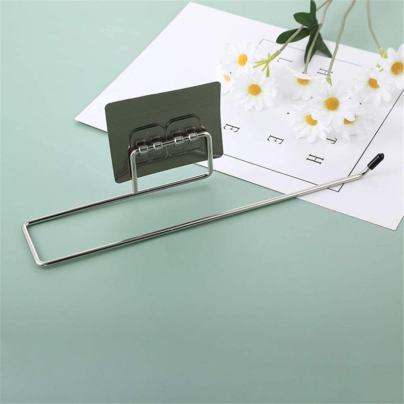 Luxansa SelfAdhesive Toilet Roll Holder Kitchen Paper Roll Holders Towel Tissue Bar Storage Shelves Wall Magic Sticker Dispensers Without Drainer Kitchen Accessories Tissue Roll Holder Silver Pack of 2 - Image 5