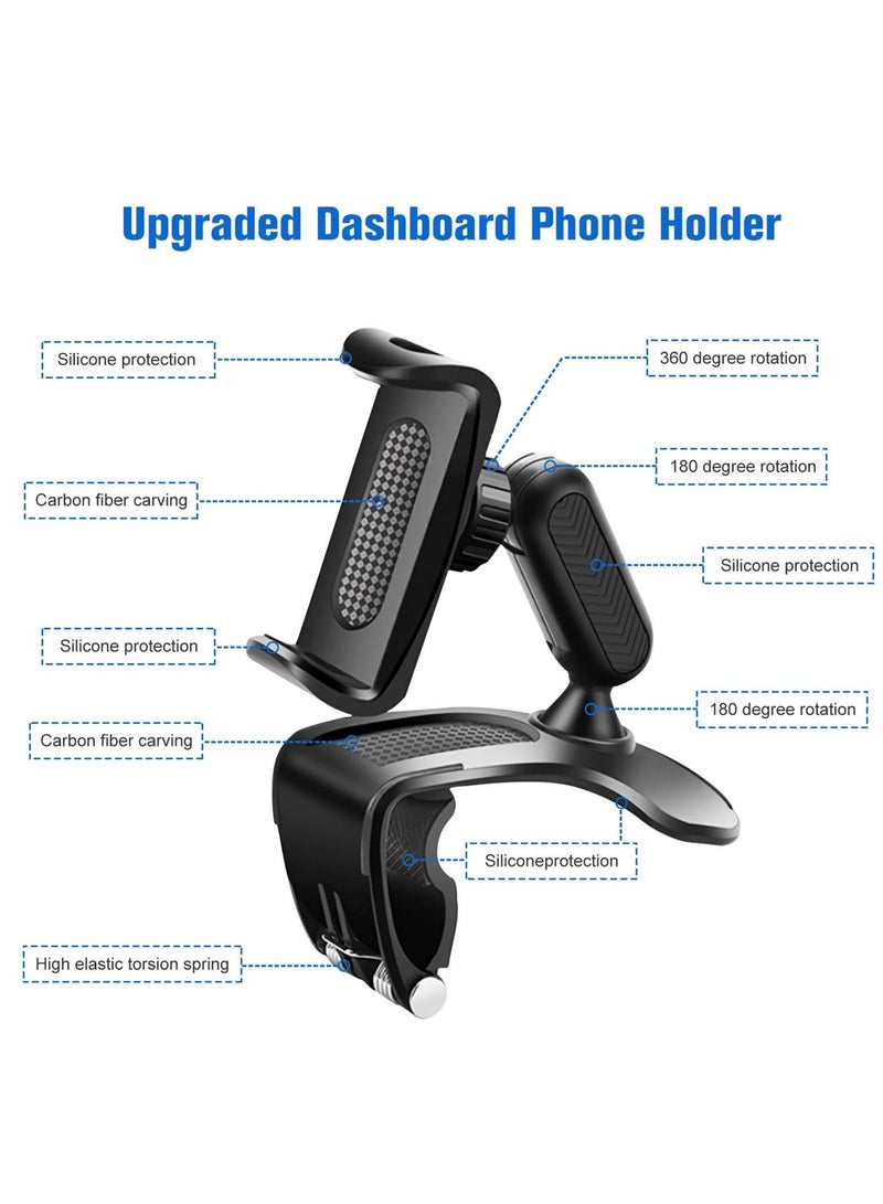 Captaintech Car Phone Holder Spring Buckle Base 360 Degree Rotation Can Be Used on Dashboard / Visor / Rear View Mirror Suitable for iPhone 13/ 12/ 11 and 4 to 6.5-inch Smartphones (Black) - Image 5