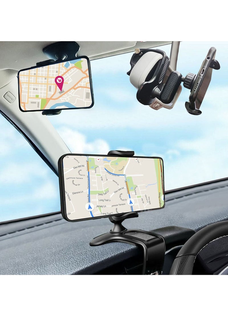 Captaintech Car Phone Holder Spring Buckle Base 360 Degree Rotation Can Be Used on Dashboard / Visor / Rear View Mirror Suitable for iPhone 13/ 12/ 11 and 4 to 6.5-inch Smartphones (Black) - Image 2