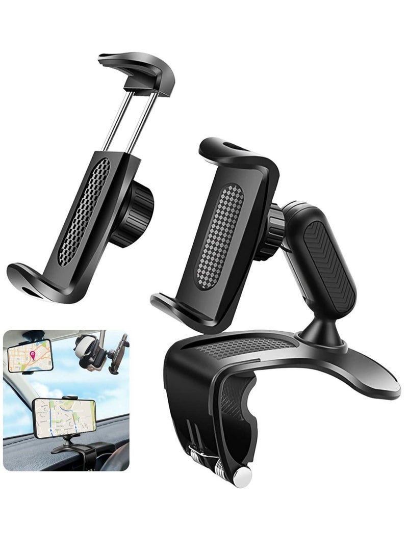 Captaintech Car Phone Holder Spring Buckle Base 360 Degree Rotation Can Be Used on Dashboard / Visor / Rear View Mirror Suitable for iPhone 13/ 12/ 11 and 4 to 6.5-inch Smartphones (Black) - Image 1