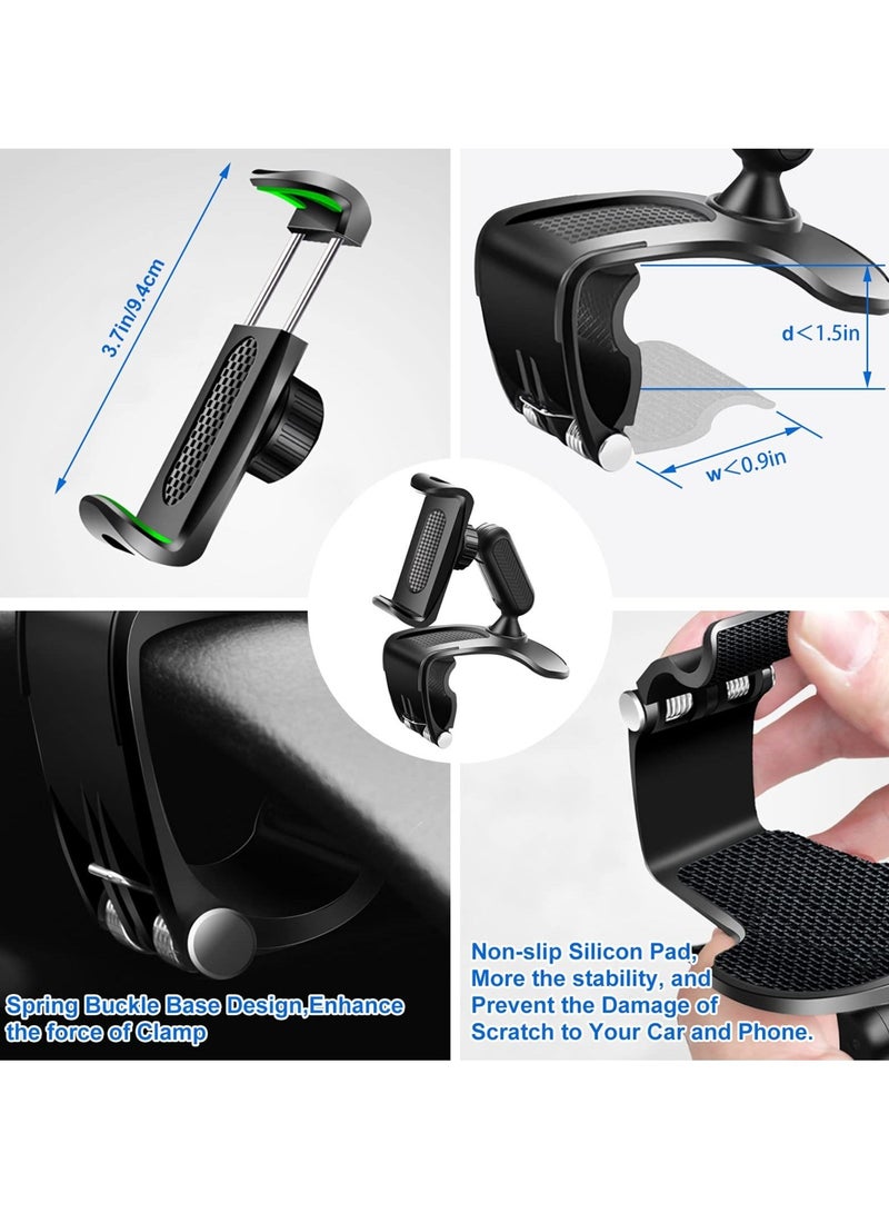 Captaintech Car Phone Holder Spring Buckle Base 360 Degree Rotation Can Be Used on Dashboard / Visor / Rear View Mirror Suitable for iPhone 13/ 12/ 11 and 4 to 6.5-inch Smartphones (Black) - Image 3