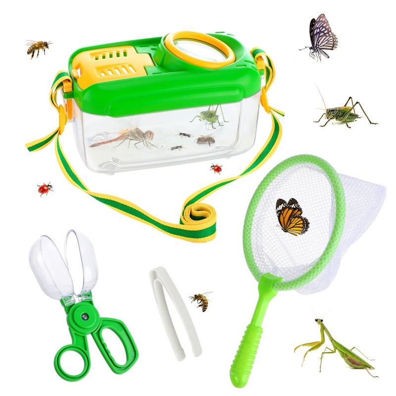 Biubee Bug Catcher for Kids Sturdy Bugs Catching Kit with Collector Butterfly Net Tweezer Bug Habitat Outdoor Explorer Kit Gift for Kids Age 3 4 5 6 7 8 8Pcs Green - Image 2