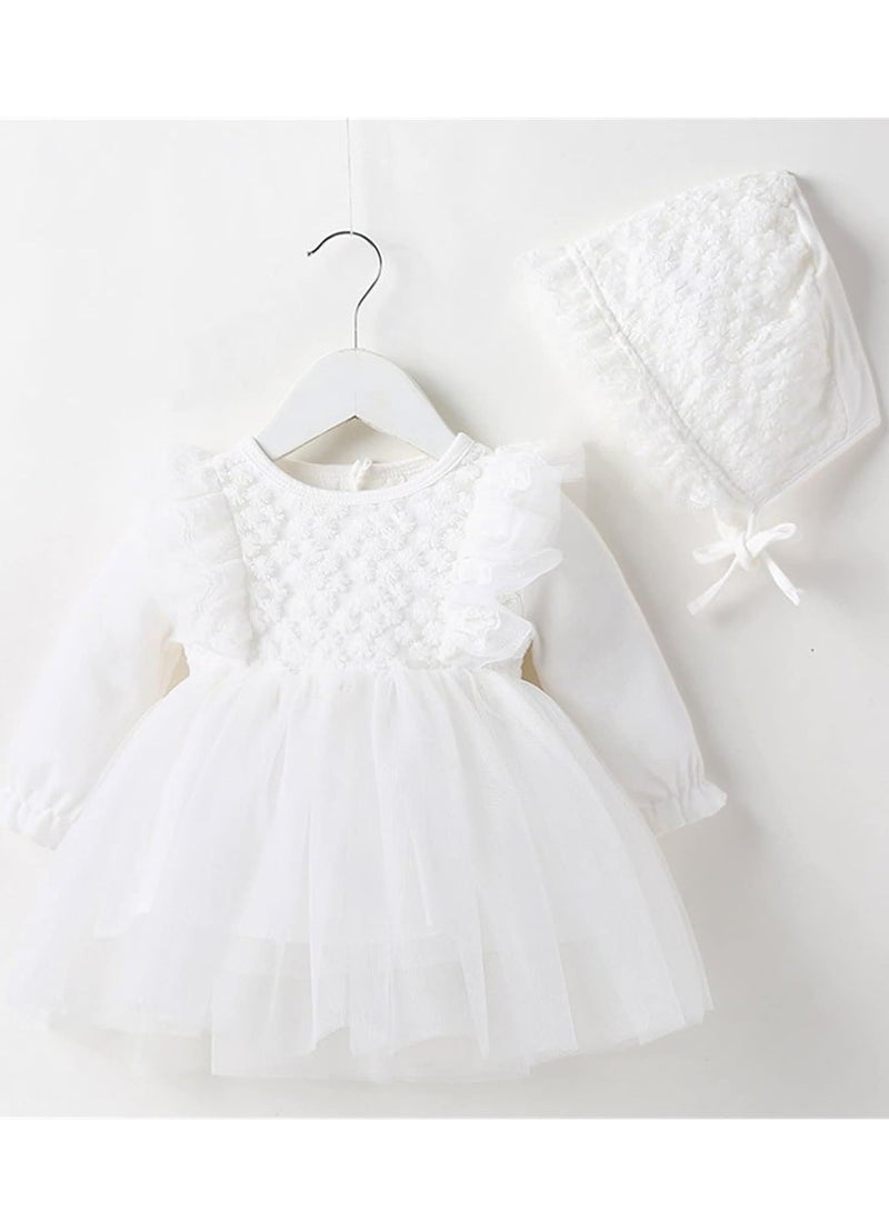 Gerenic Baby Girl Princess Dress, Lace Long Sleeve Tulle Dress, Party Dress with Hat - Image 2