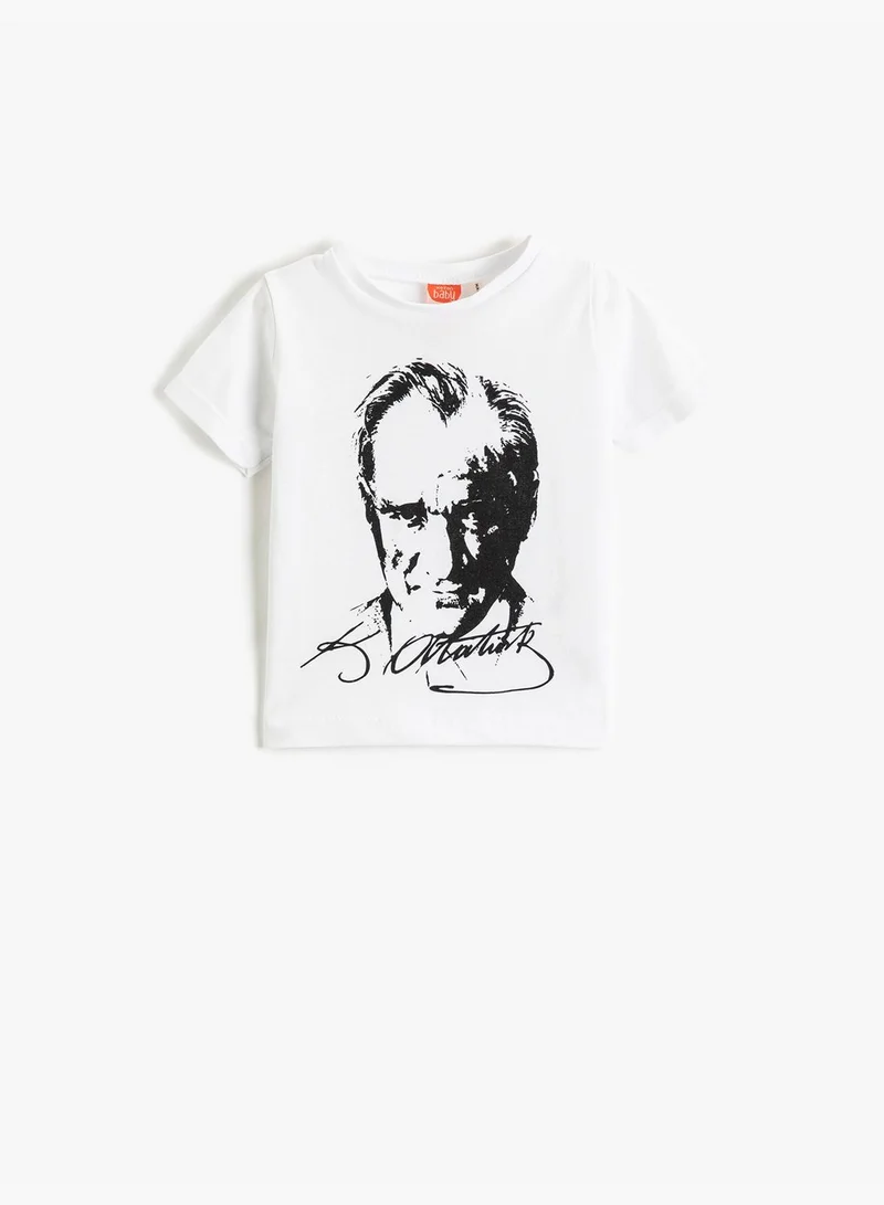 KOTON Atatürk Printed T-Shirt Short Sleeve Round Collar