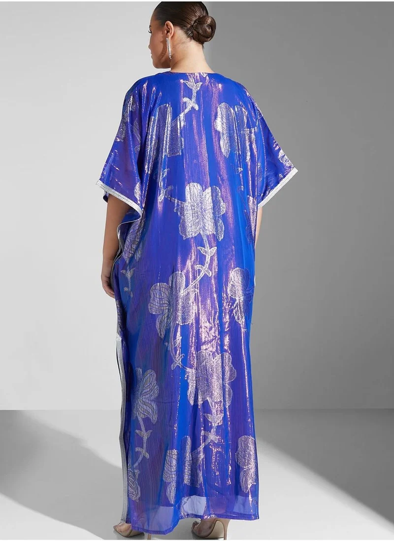 Maison Arabelle Curve Printed Color Block Jalabiya